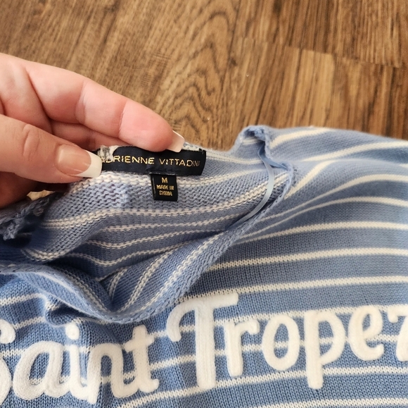 Adrienne Vittadini Light Blue and White Striped Top - Picture 4 of 5